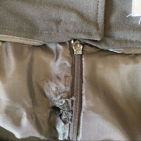 DressBarn Black Lined Pencil Skirt with Ruffle Hem, Belt Loops, & Button Details - Picture 7 of 10